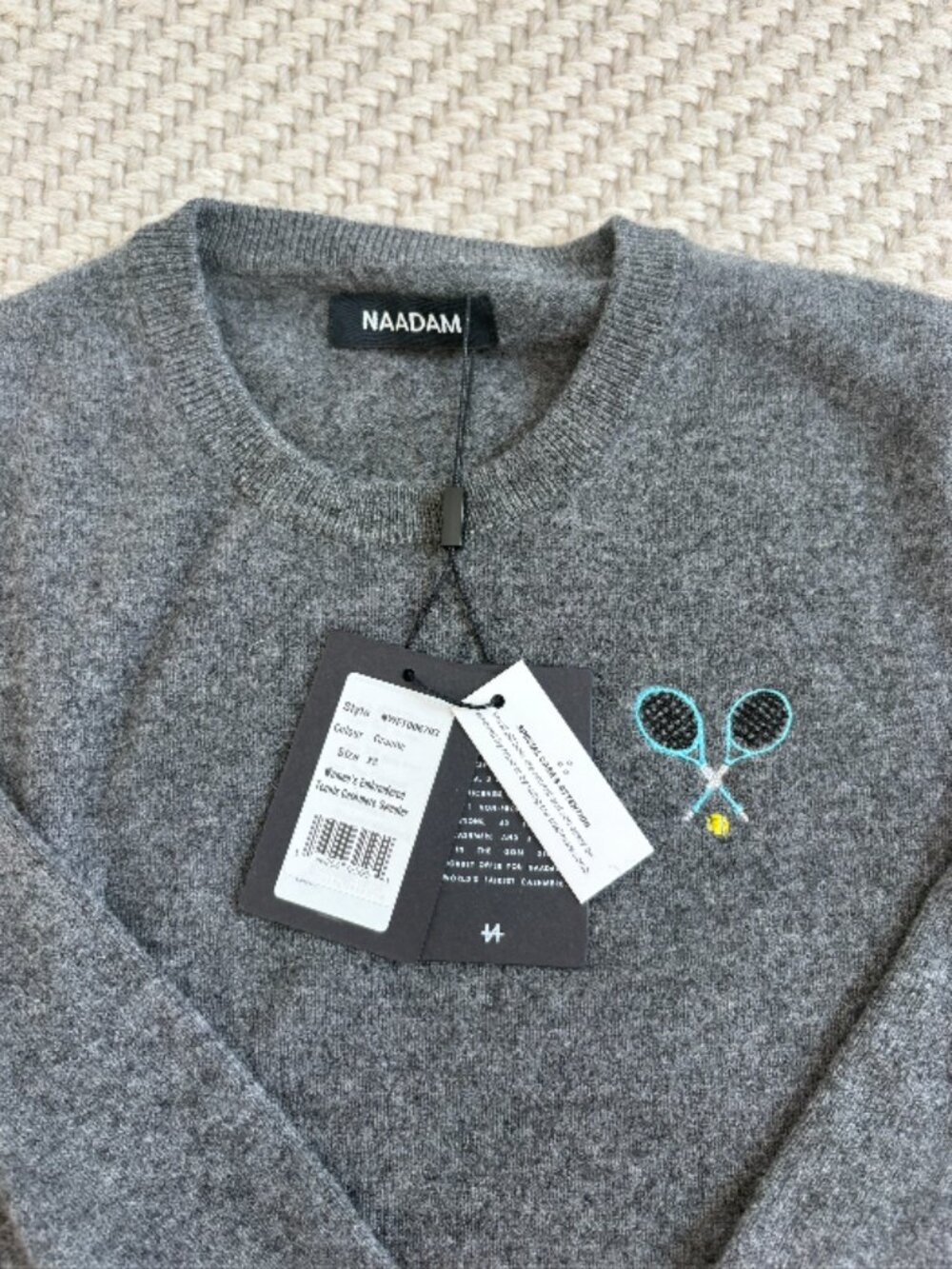 NAADAM Embroidered Tennis Cashmere Sweater - Picture 2 of 3